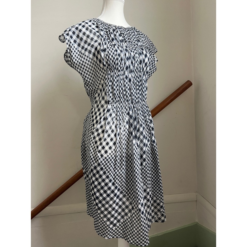 Antipast Dress Black White Gingham Check Smocked Cotton Made In Japan Artsy M